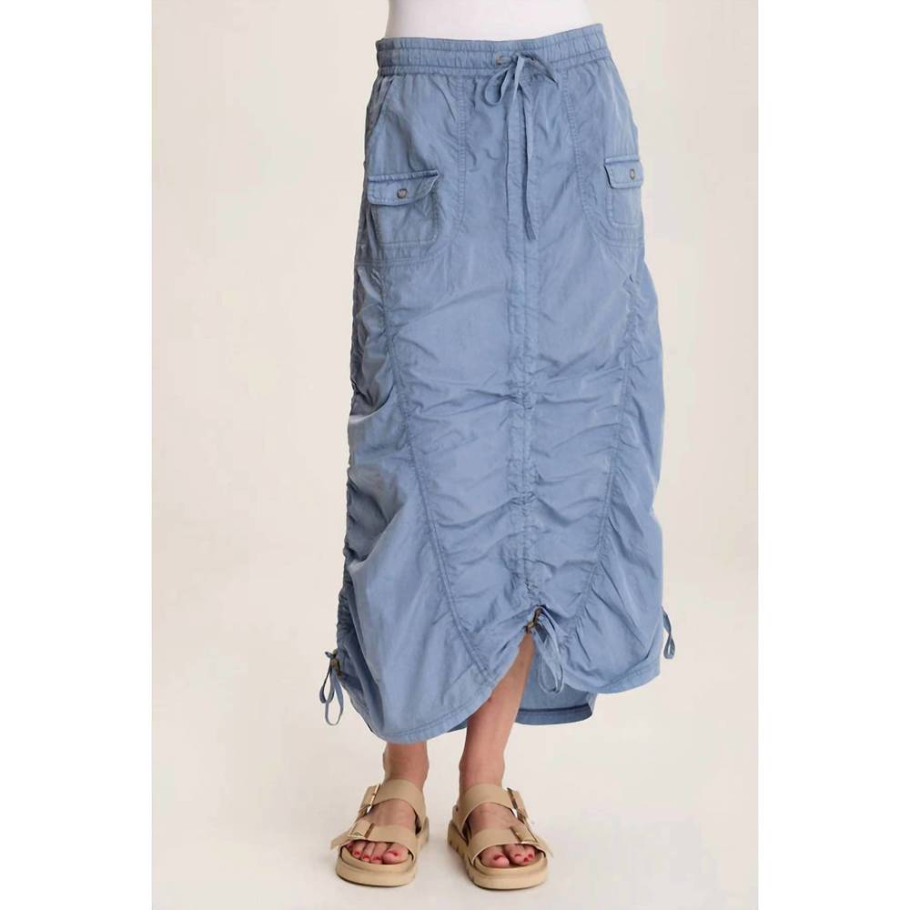 XCVI Light Blue Ruched Midi Skirt